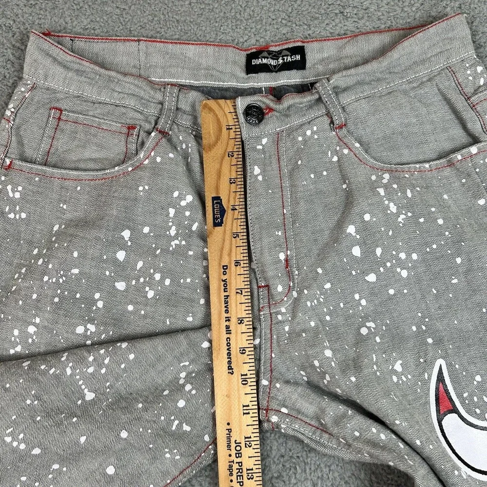 Diamond‎ Stash Shorts Mens Size 36 Gray & White Paint Splatter Chicago Bulls